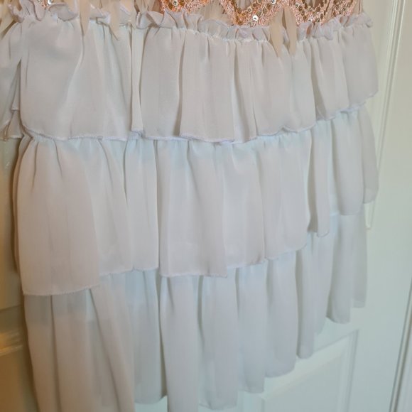 Imported Turkish Party21 Silk Ruffle Knee Length Dress w/Multi Shimmer Sequin 6 - Picture 5 of 17